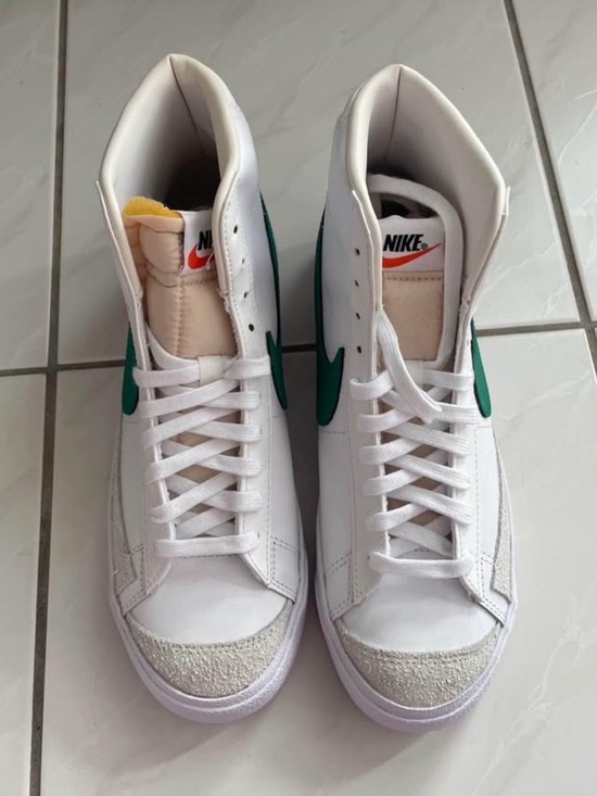 Nike Shoes - Nike White High-Top Sneakers with Green Swoosh